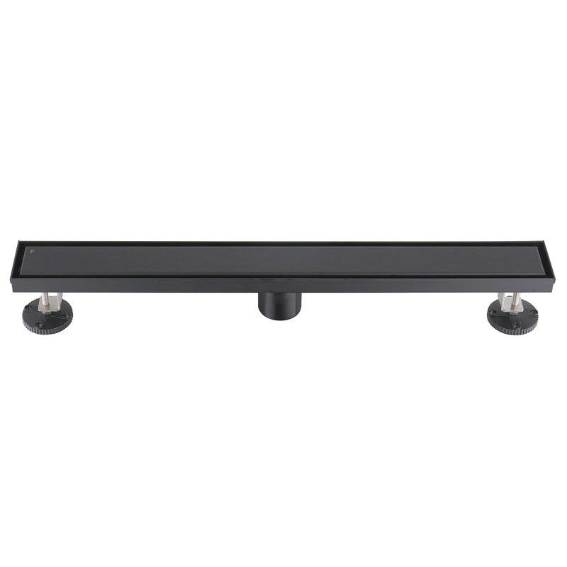 FINE FIXTURES Stainless Steel 18 inch Linear Shower Drain with Hair Trap and Tile Insert & Grate 2-in-1 Design, Matte Black