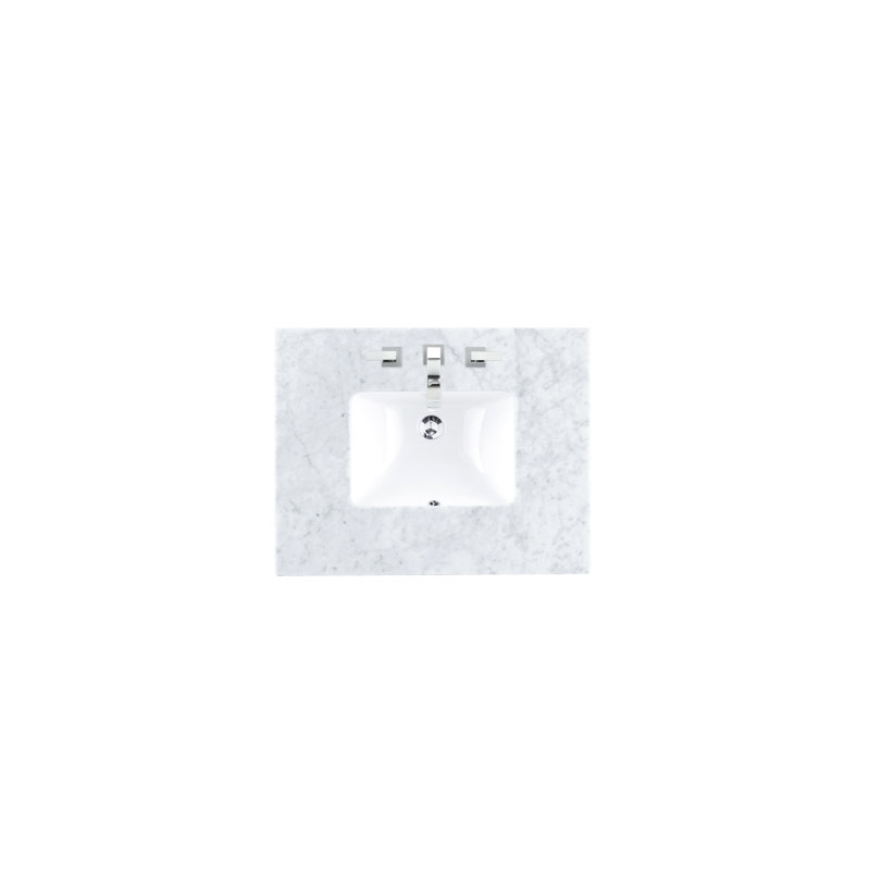 De Soto 31.3 in. Single Vanity, Bright White, Carrara White Marble, 8" Widespread