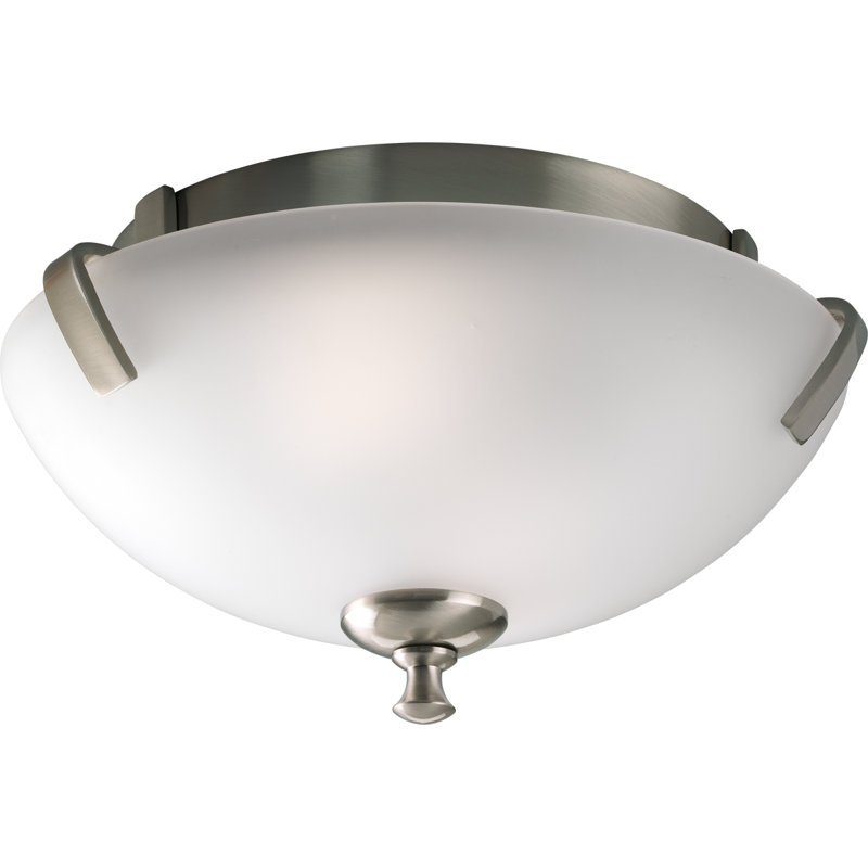 Plafonnier encastré 14 po à 2 lumières Charleston, Nickel brossé