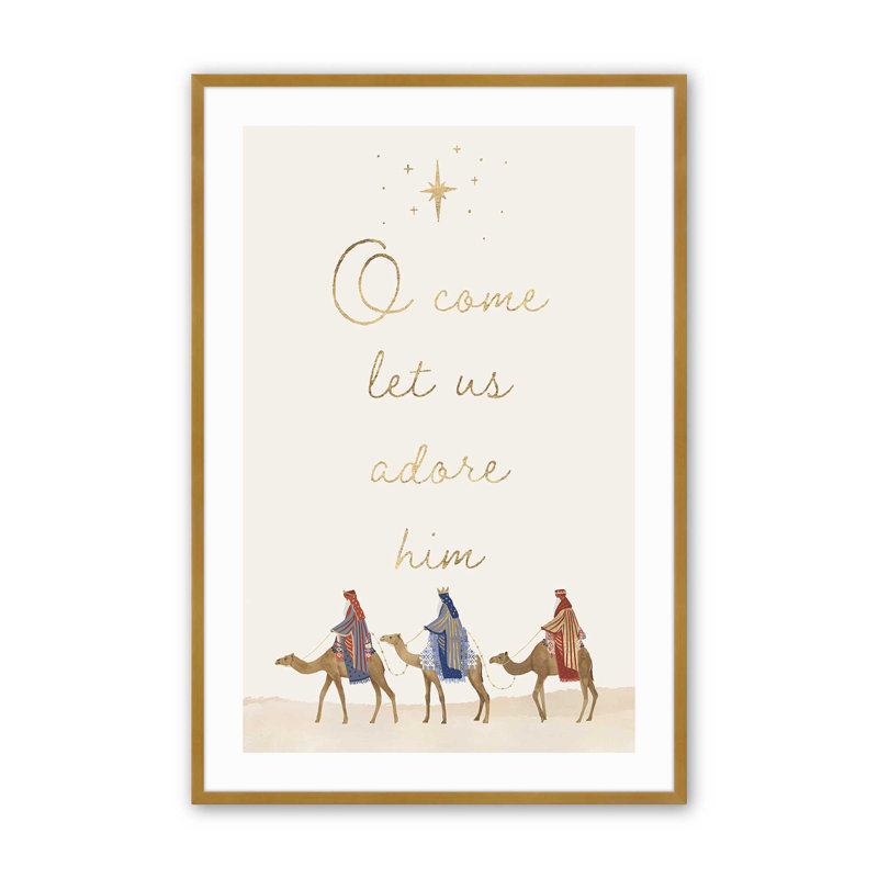 Imprimé Wise Men Journey, Cadre simple en or poli, H 21,25 po x l 17,25 po x P 1,25 po