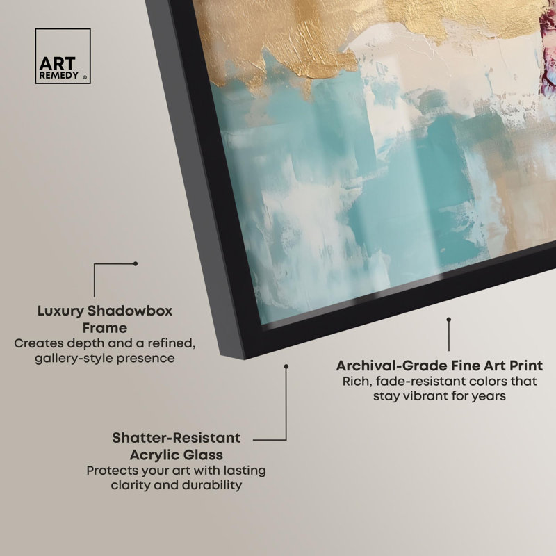Impression abstraite Crimson Tide III Shadowbox par Art Remedy, H 17 po x l 21 po, Noir