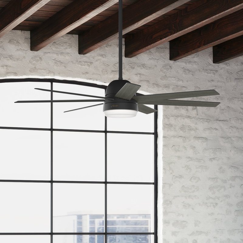 60" Phenomenon 7 - Blade Smart Standard Ceiling Fan with Wall Control and Light Kit Included, Matte Black