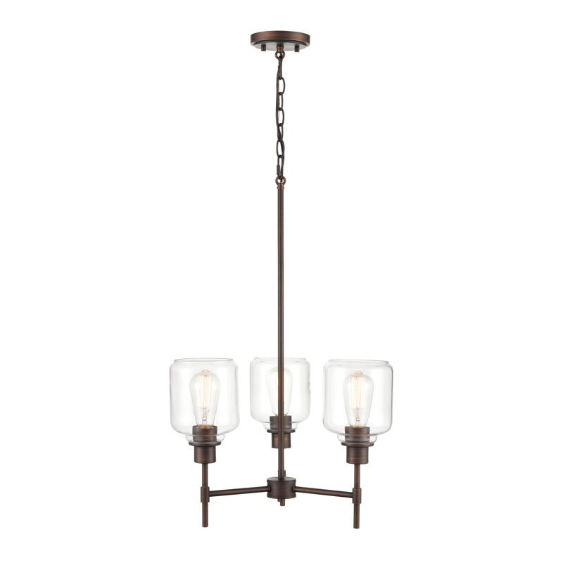 3 - Light Dimmable Tiered Chandelier, Rubbed Bronze