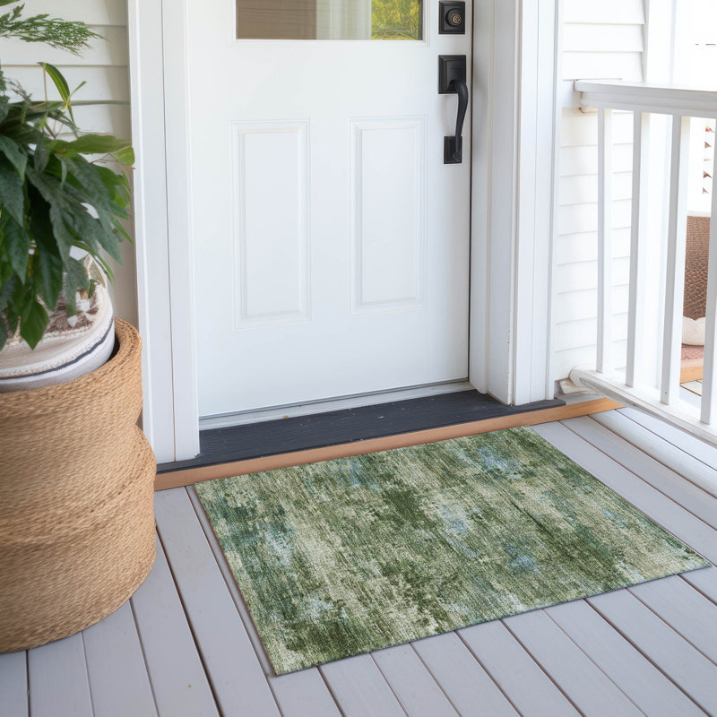Tapis abstrait intérieur / extérieur lavable à la machine Kerwin ACN2370, Rectangle 1 pi 8 po x 2 pi 6 po