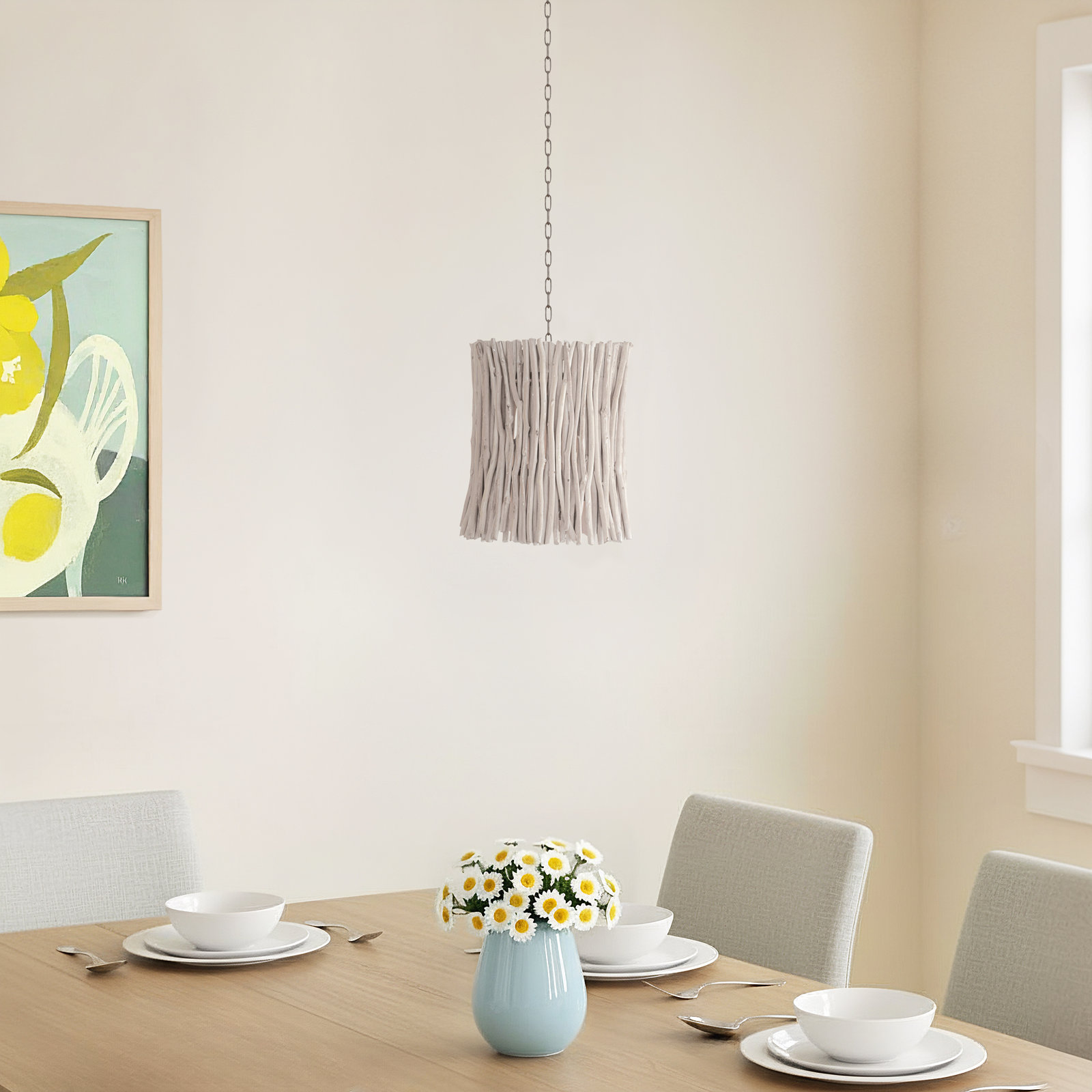 Altura 4 Light Solid Wood Dimmable Pendant