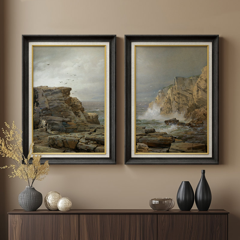Ensemble de 2 œuvres d'art encadrées de qualité supérieure sur toile de qualité supérieure avec cadre de 26 po x 36 po, Noir