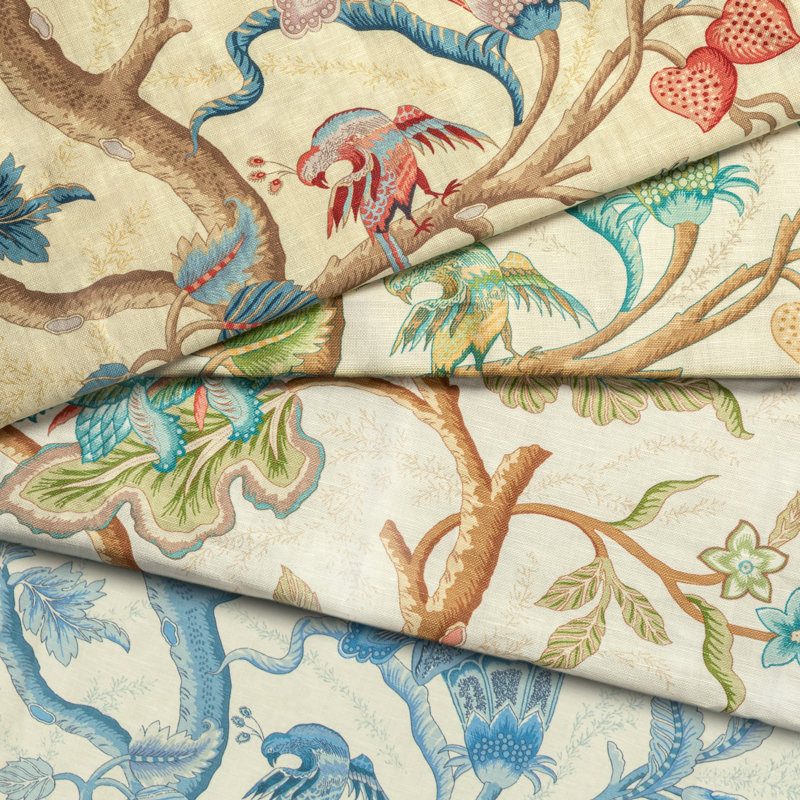 Louverne Print Fabric, Aqua
