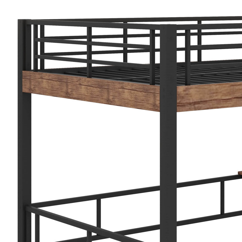 Lit mezzanine en métal avec bureau intégré, Lit double