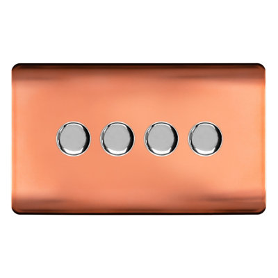 Trendi Switch 4 Gang 1 or 2 way 100w Rotary LED Dimmer Light Switch