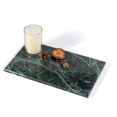 Plateau rectangulaire en marbre naturel Guein, vert indien