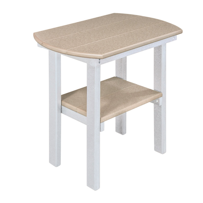 Hubert Oval Outdoor Side Table , 24'' in. W 16'' in. D, White, Beige