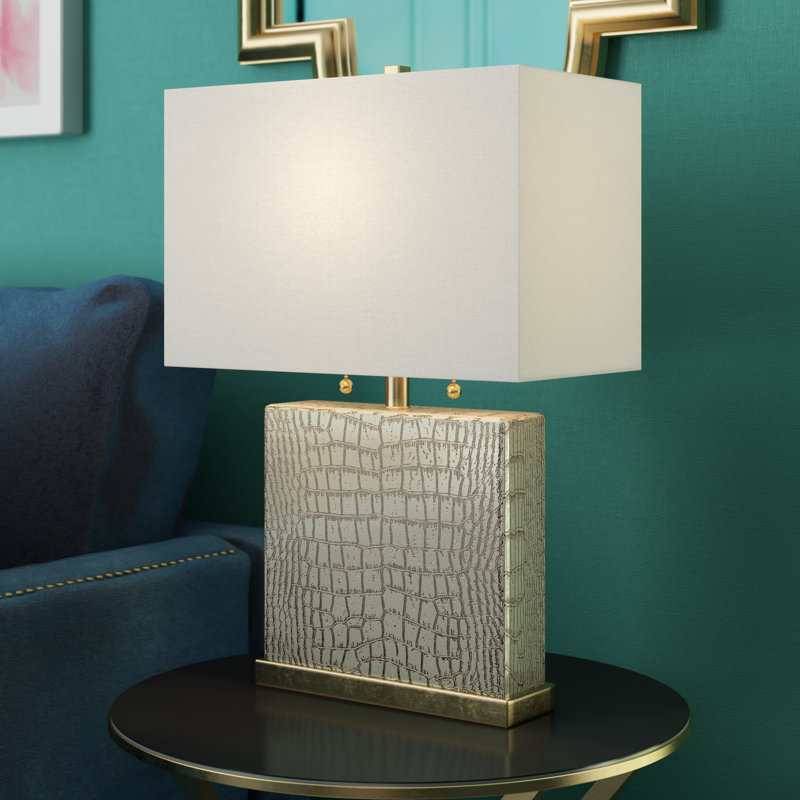 Lampe de table 20,5 po Chamia, Crocodile crème