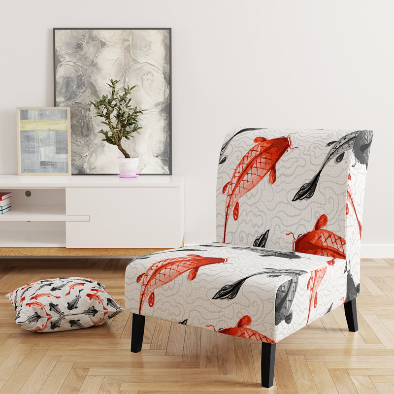 Brechta Vibrant Curve Design II - Velvet Upholstered Modern Slipper Chair, Red/Black