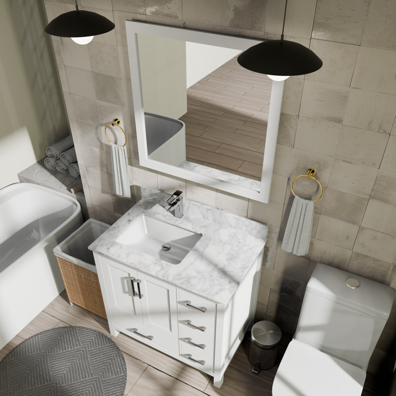 Jacques 36 in W x 22 in D Left Offset Single Bath Vanity, Dark Grey