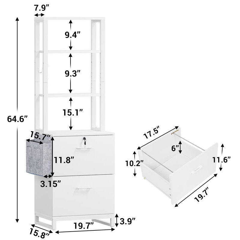Mandip 19.7'' Wide File Cabinet, White