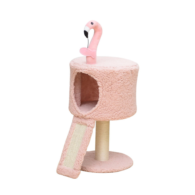 Catry 29.5" Flamingo Cat Tree with Scratching Pad