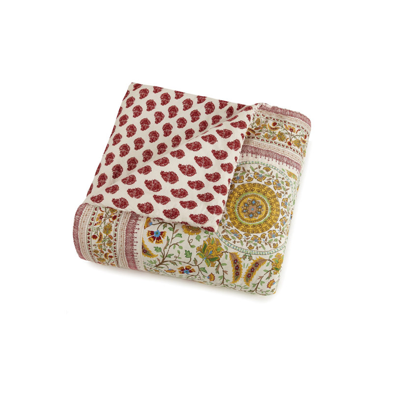 Joanne Queen Red Cotton 5-Piece Boho Bedspread Set