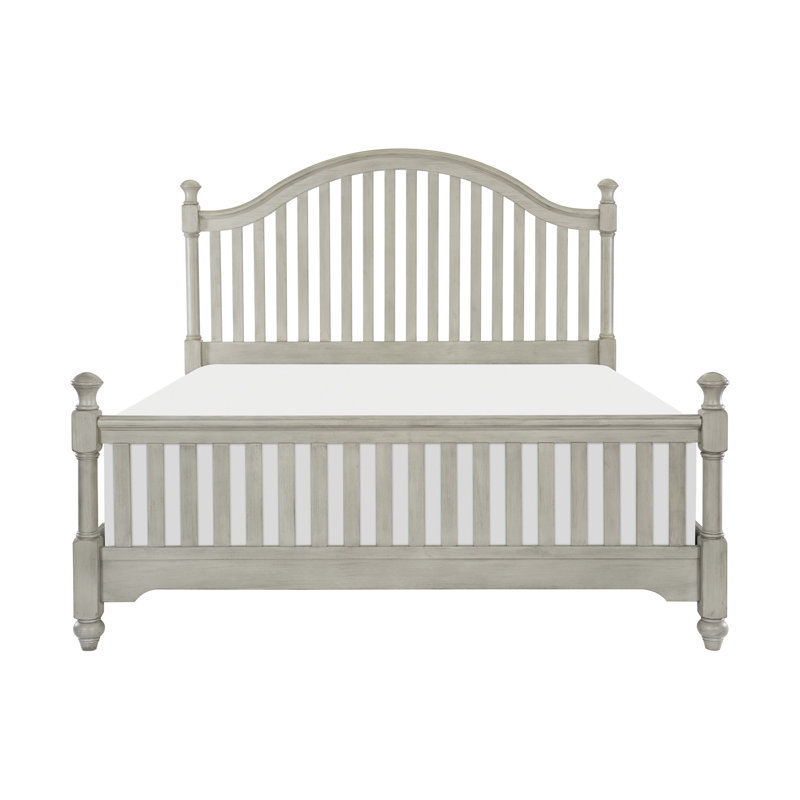 Mobilier de chambre à coucher moderne en bois massif à finition gris clair avec tête de lit à lattes et tête de lit 1pc