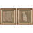 " Contemporary Square Matrix Illustrations Abstract Rustic Art Minimalist " 2 - Pieces-123399803-123399802