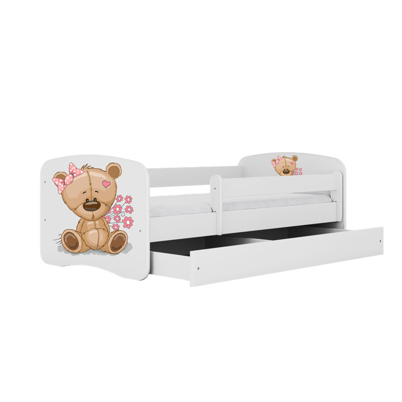 Cicero Drawer Convertible Bed and Mattress, White, European Toddler (80 x 180 cm)