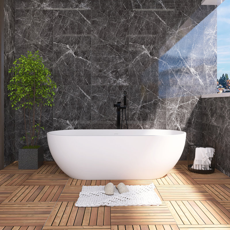 69“ Freestanding Soaking Solid Surface Bathtub