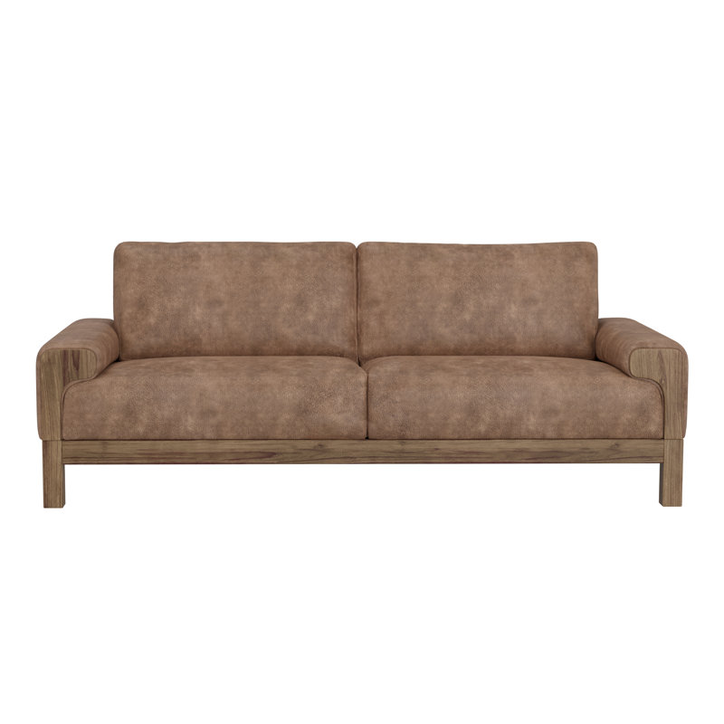 Wooden Frame & Base, Sofa, Brown Faux Leather