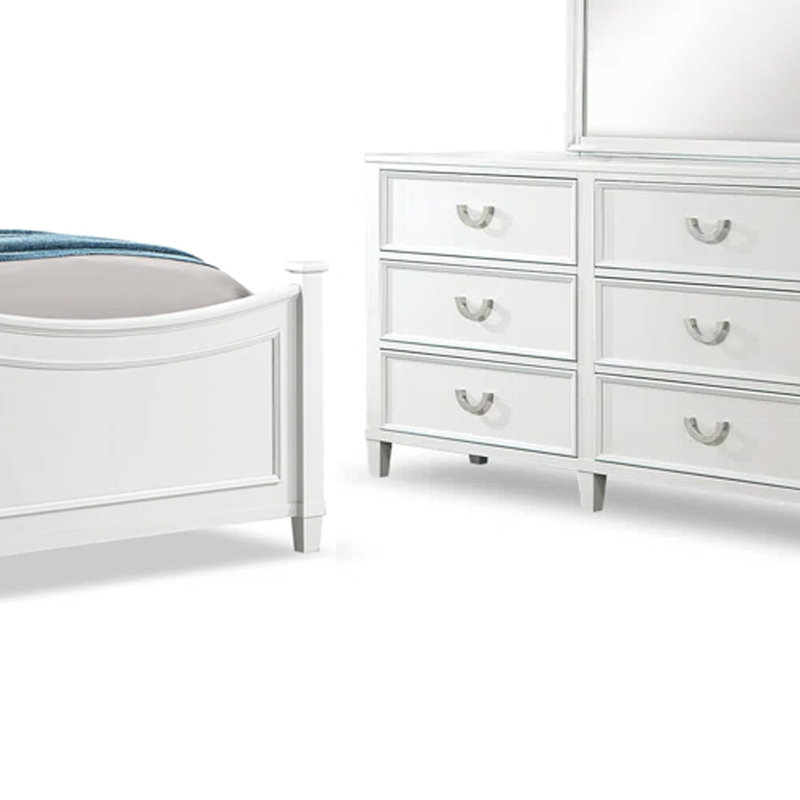 Ensemble de chambre à coucher double avec lit à baldaquin, lit gigogne et rangement Kiki