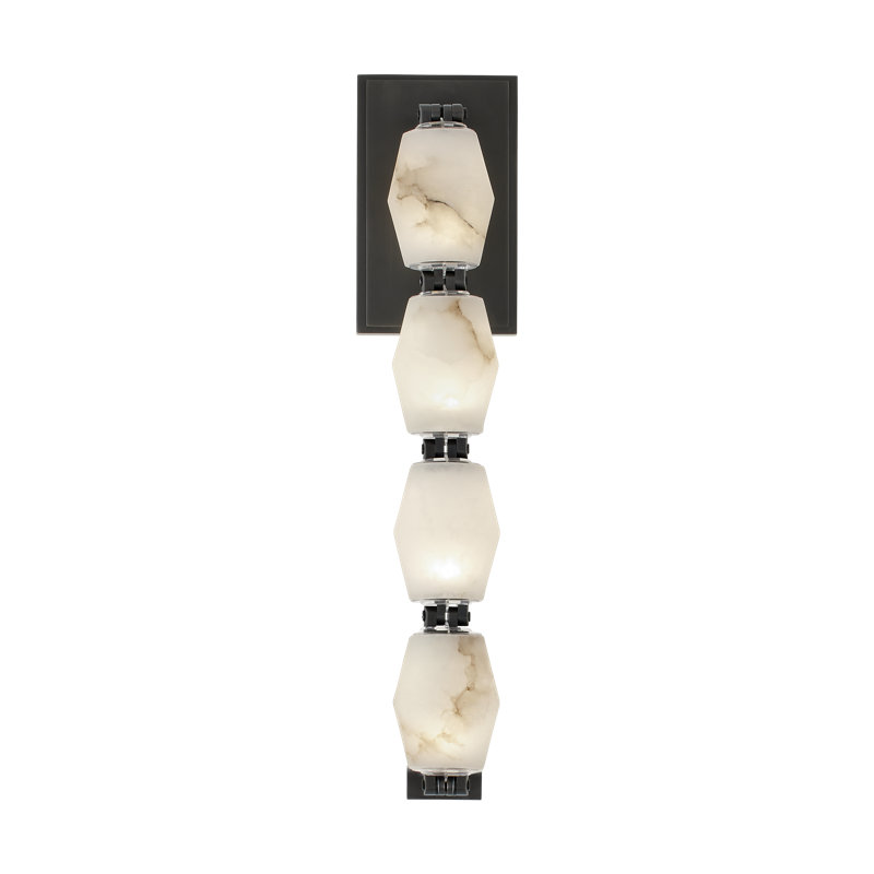 Sean Lavin Collier 28 Sconce in Polished Nickel with Alabaster shade, Bronze, 2700K