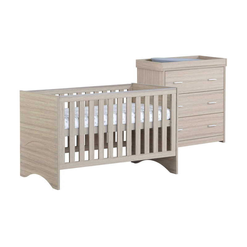 Veni Cot Bed 2-Piece Nursery Furniture Set, Oak