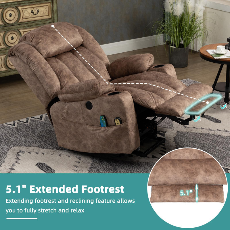 Fauteuil inclinable électrique lève-personne rembourré, Velours brun