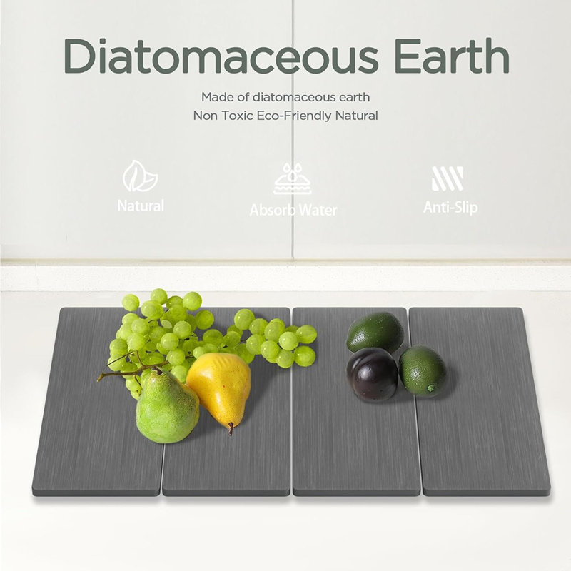 Tapis de cuisine en pierre - gris - Diatomite, tapis de cuisine à séchage rapide pour tasses, plats et bouteilles