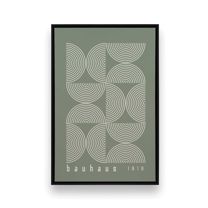 Affiche de composition Bauhaus, Cadre flottant noir satiné, Vert, H 36,75 po x l 24,75 po