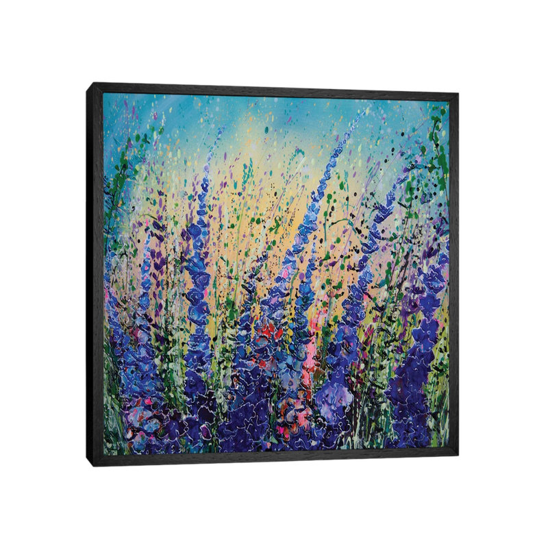 Love Blue Summer Sky by Lena Owens - Painting on Canvas, Black Framed, 66.04cm H x 66.04cm W x 3.81cm D
