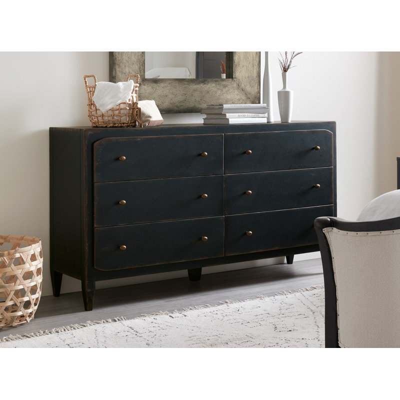 Ciao Bella Six-Drawer Dresser- Speckled Gray, Black