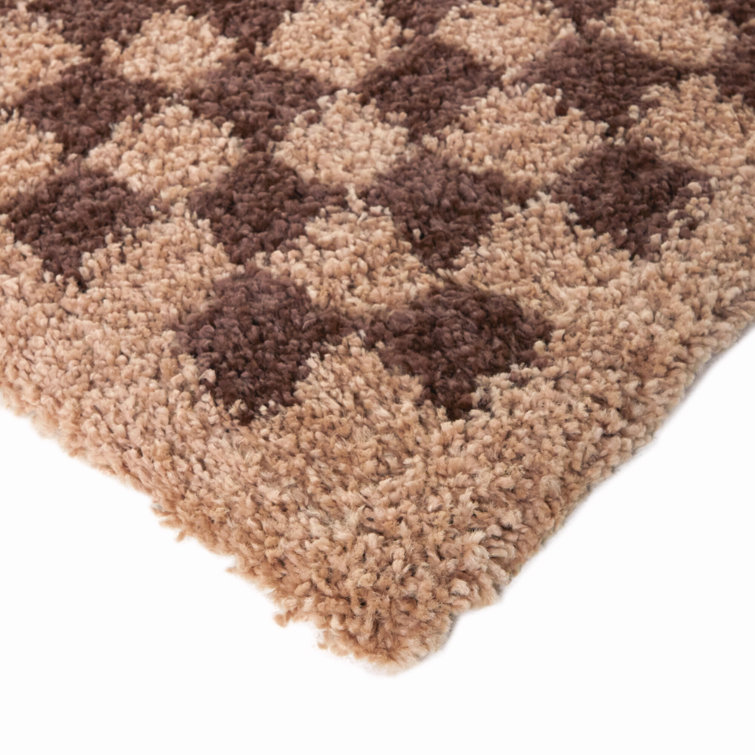 Jasha Checkered Beige/Brown Area Rug Union Rustic Rug Size: Rectangle 5'3 x 7