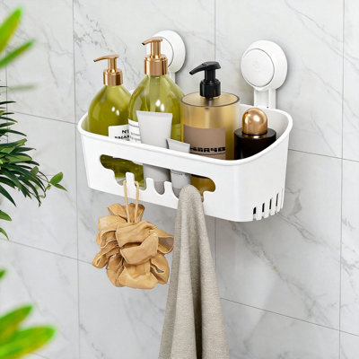 Shower Caddy with Suction Cup, Removable Waterproof Bathroom Organizer, 1-Pack (White)