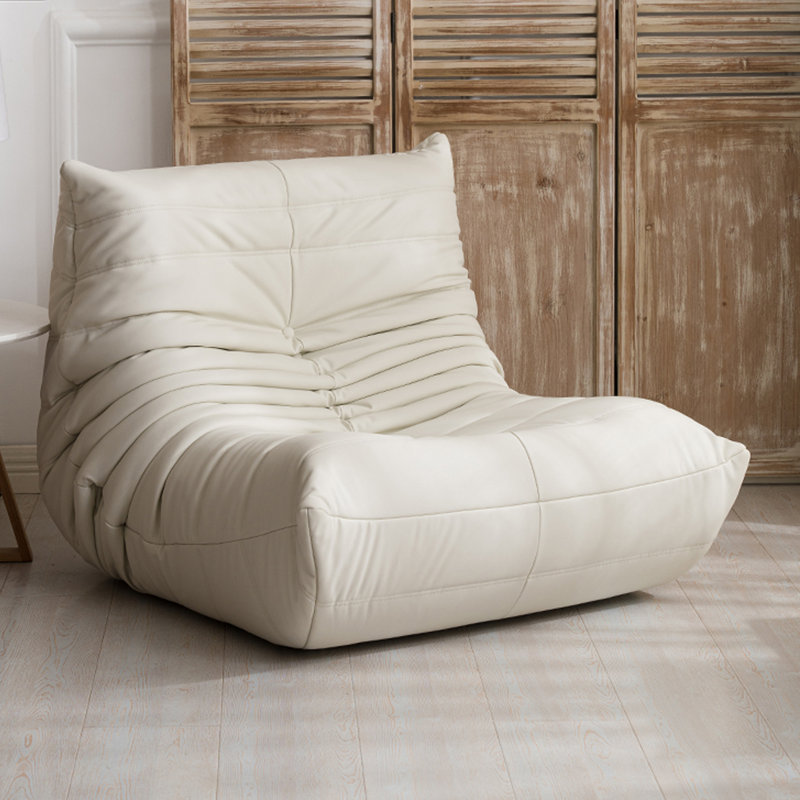 Canapé rétro paresseux chenille, Similicuir beige