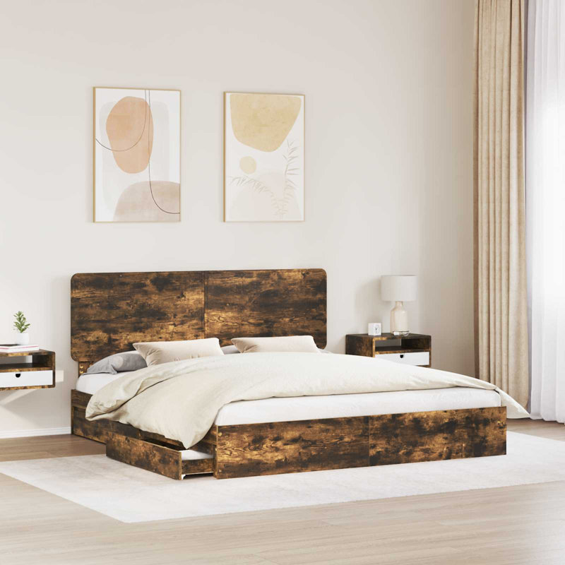 Bed, Kingsize (5'), Smoked Oak