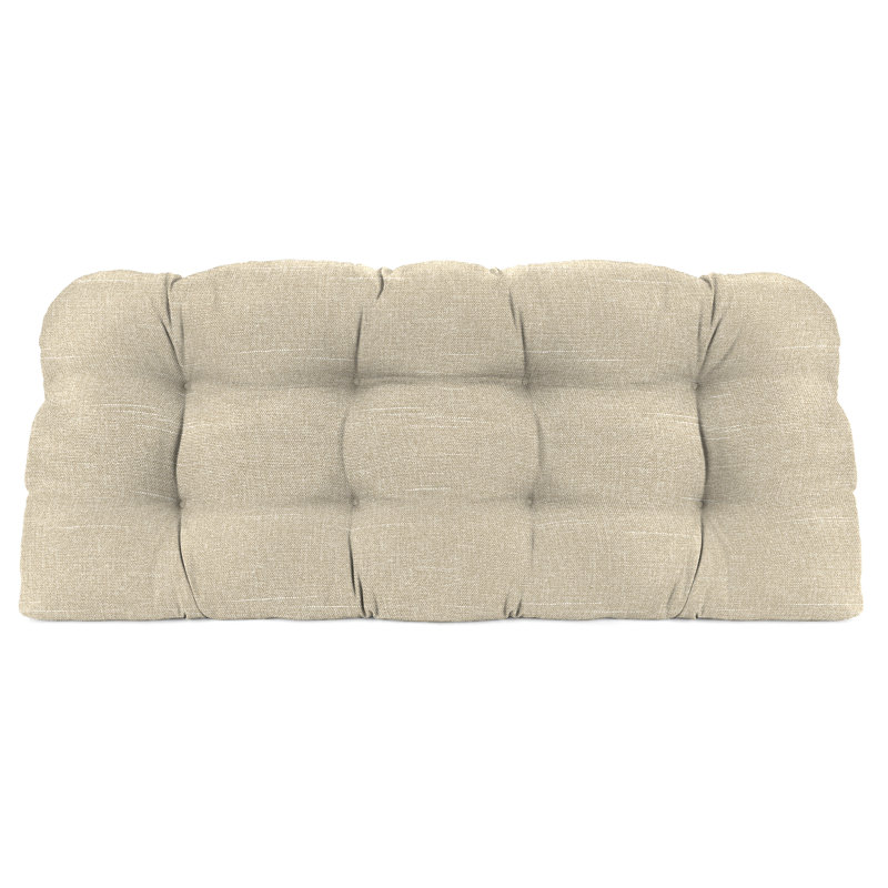 44" x 18" Contoured Outdoor Wicker Bench Cushion, Beige