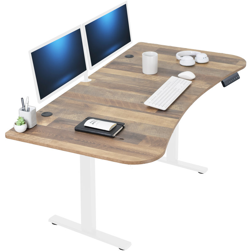 Electric 63” X 32” Standup Desk, Reclaimed Wood, White