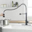 Robinet sans contact en acier inoxydable - Détecteur de mouvement automatique - Pratique pour la cuisine - Évier noir et argent avec douchette extractible - Style contemporain noir et argent