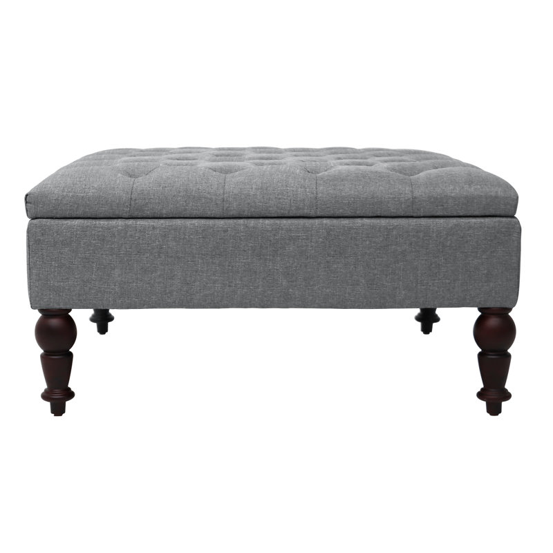 Reyer 33.8 inch Wide Fabric Upholstered Tufted Square Storage Ottoman, Gray
