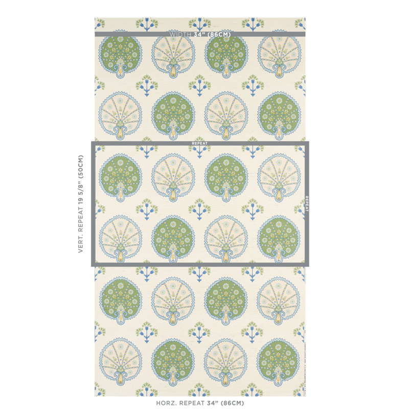 Chamba Crown Sisal Wallpaper, Green