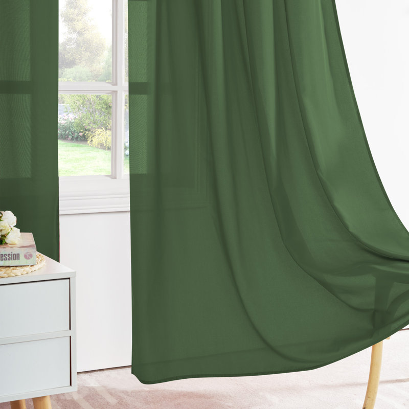  Non-See-Through Privacy Sheer Curtains 2 Panels, 52" Wide Grommet Window Curtains Drapes for Living Room Bedroom- Home Decoration Light Filtering Elegant Window Drapes