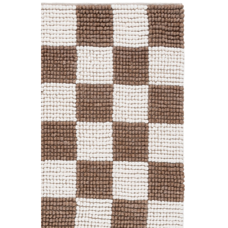 Natura 288 Flatweave Wool/Cotton Checkered Rug in Brown/Ivory, Runner 2'3" x 8'
