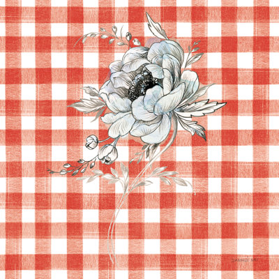 Carnet de croquis, jardin rouge, carreaux, impression sur toile tendue