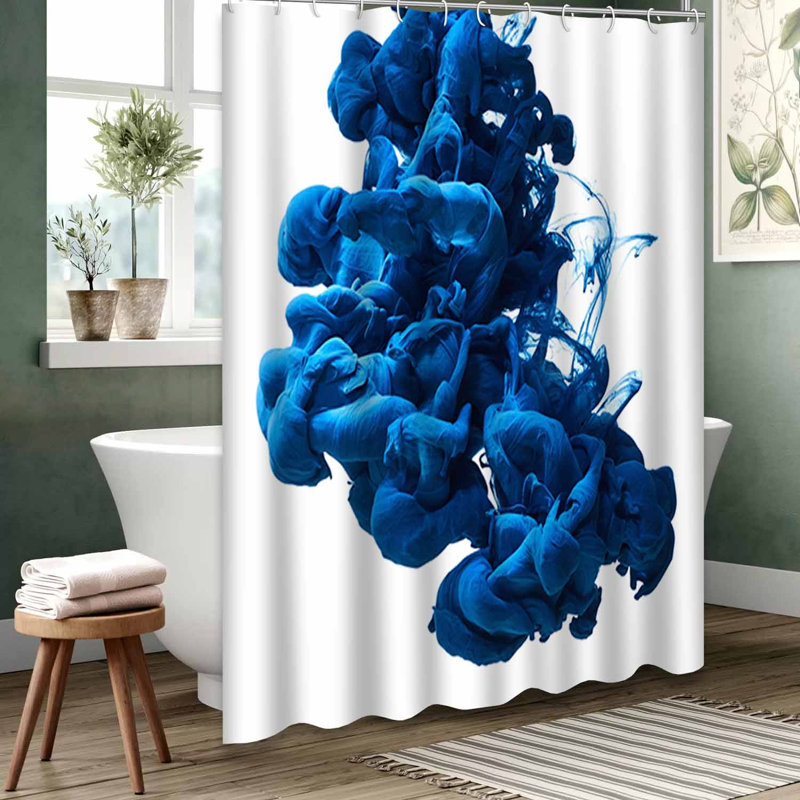 Rideau de douche bleu imperméable, rideaux de douche pour la salle de bain avec 12 crochets, 72" L x 78" W