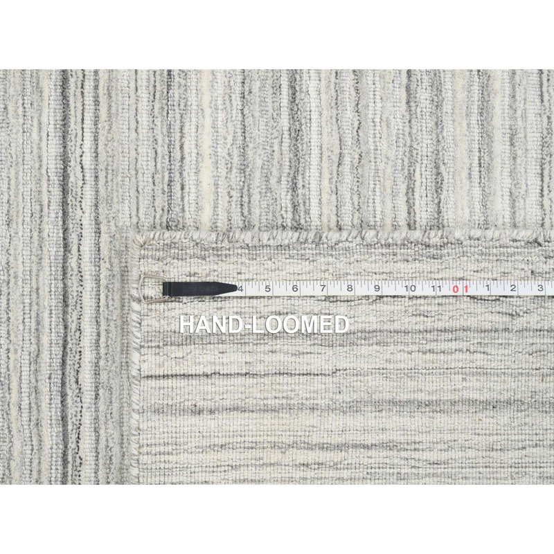 Tapis carré gris / crème nouvel âge en laine noué à la main de conception unique 6 pi 1 po x 6 pi 1 po Vergene