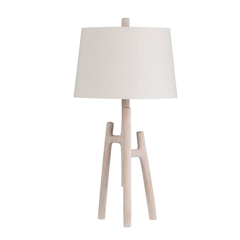 32" Resin Table Lamp With Oat Shade