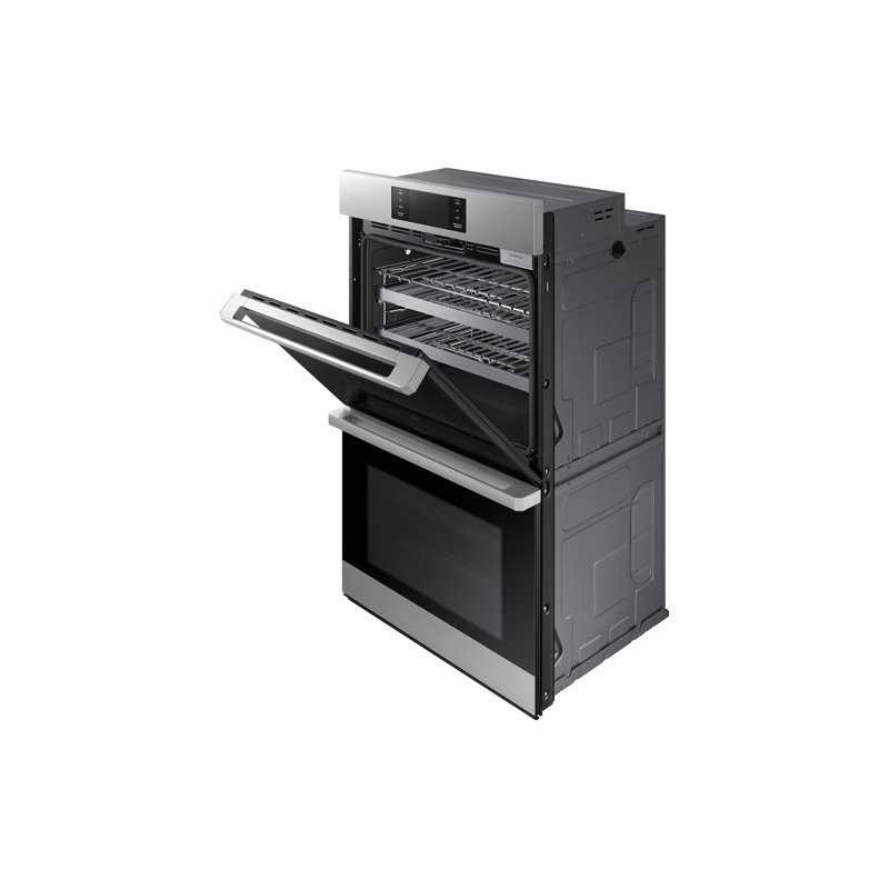 30" Double Wall Oven Steam, Contemporary, Silver Stainless